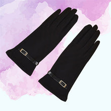 Load image into Gallery viewer, Women Ladies Plush Gloves Touch Screen Gloves Warm Gloves Cycling Nonslip Full Fingers Gloves for Outdoor Riding Sports (Black)