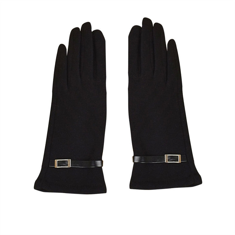 Women Ladies Plush Gloves Touch Screen Gloves Warm Gloves Cycling Nonslip Full Fingers Gloves for Outdoor Riding Sports (Black)