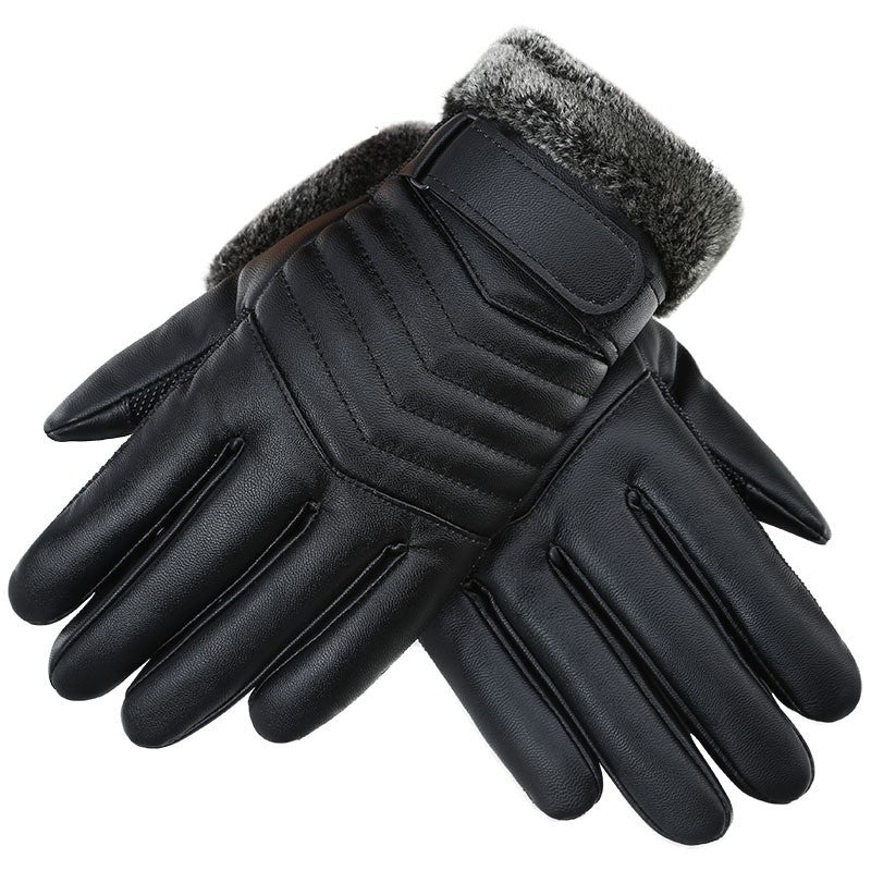 New men PU gloves leather keep warm in autumn and winter gloves and wool