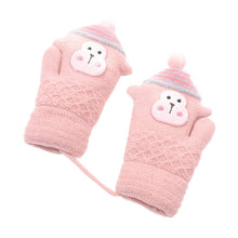 Load image into Gallery viewer, Winter Finmind Winter Kids Gloves Full Finger Gloves Boys and Girls Warm Knitted Wool Fashion Cartoon Monkey Print Gloves (Grey)