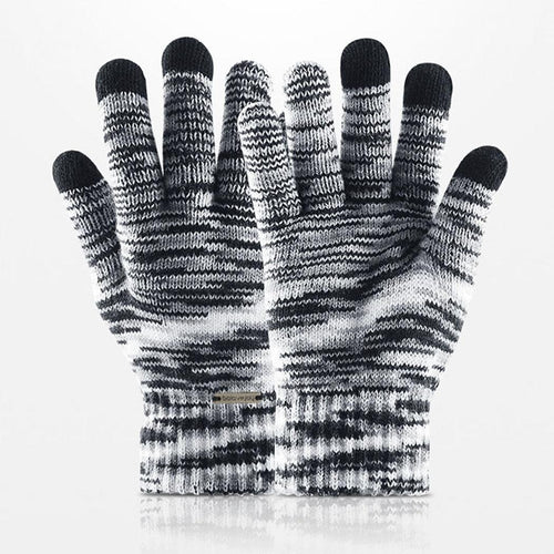 Warm Gradient Cycling Fleece Keep Knitted Screen Winter Fashion Jacquard Unisex Hiking Full Touch Warm Finger Gloves