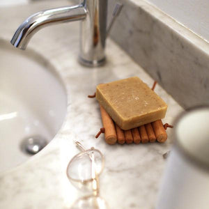 Wooden Soap Dish with Leather